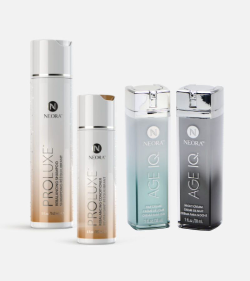  A group shot of Neora products featured in the Hair Care Essentials Pack.